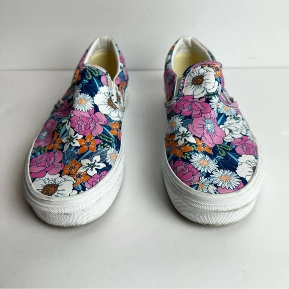 ❌SOLD❌Vans Floral Canvas Shoes Women's 8.5 or Men's 7 Slip On Off The Wall Pink - Picture 6 of 9